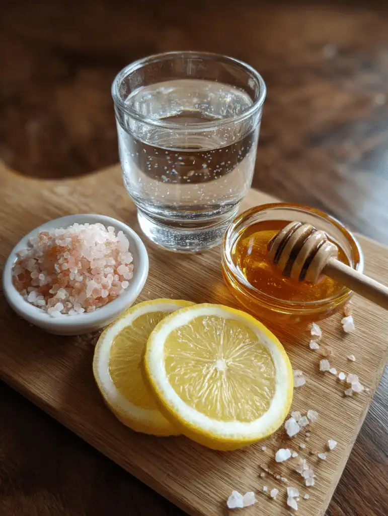 Pink salt trick for neuropathy ingredients including Himalayan salt, warm water, lemon, and honey