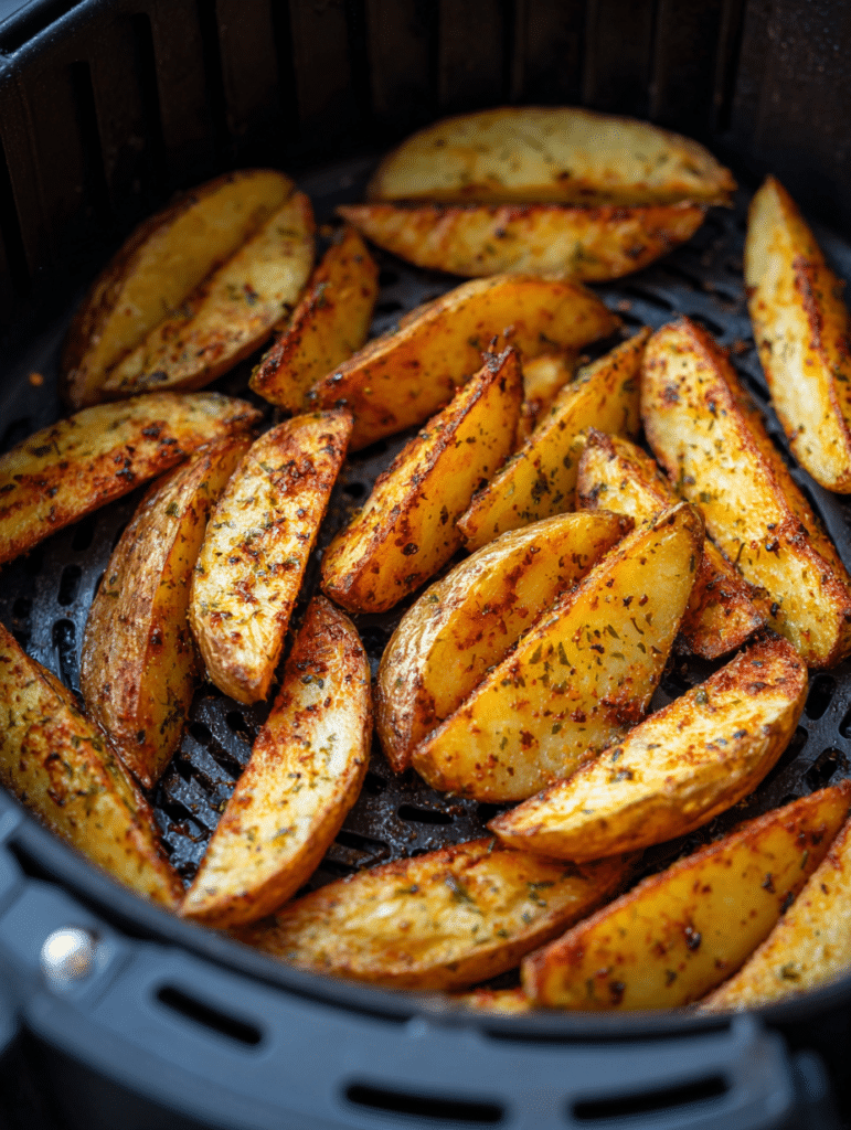 potato wedges air fryer cooking process