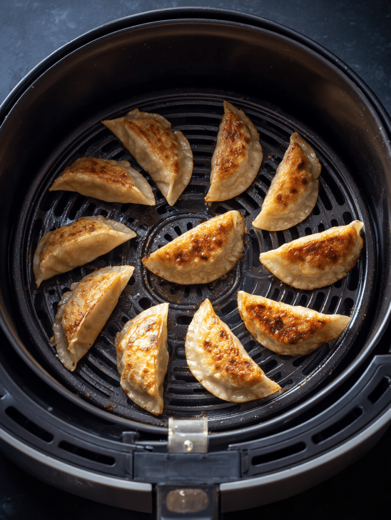 placing potstickers in air fryer basket single layer