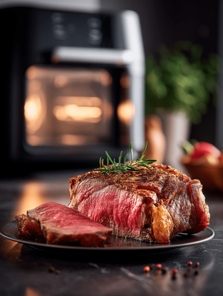 rib eye steak in air fryer juicy and crispy