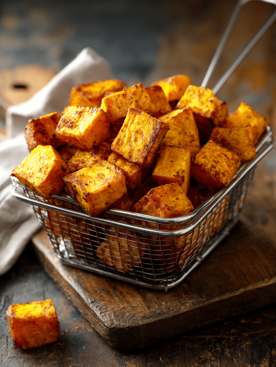 sweet potatoes air fryer crispy fries in basket