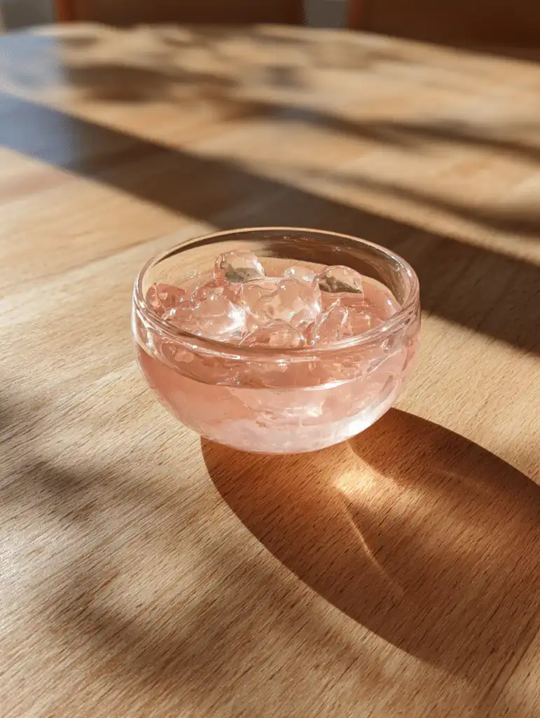 Dr oz gelatin recipe served in a glass bowl with soft pink gelatin texture