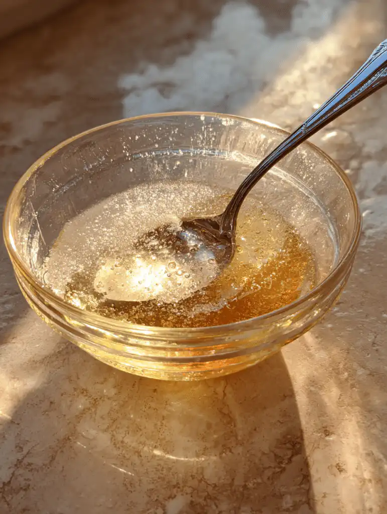 Jillian Michaels gelatin recipe being mixed with water during preparation step