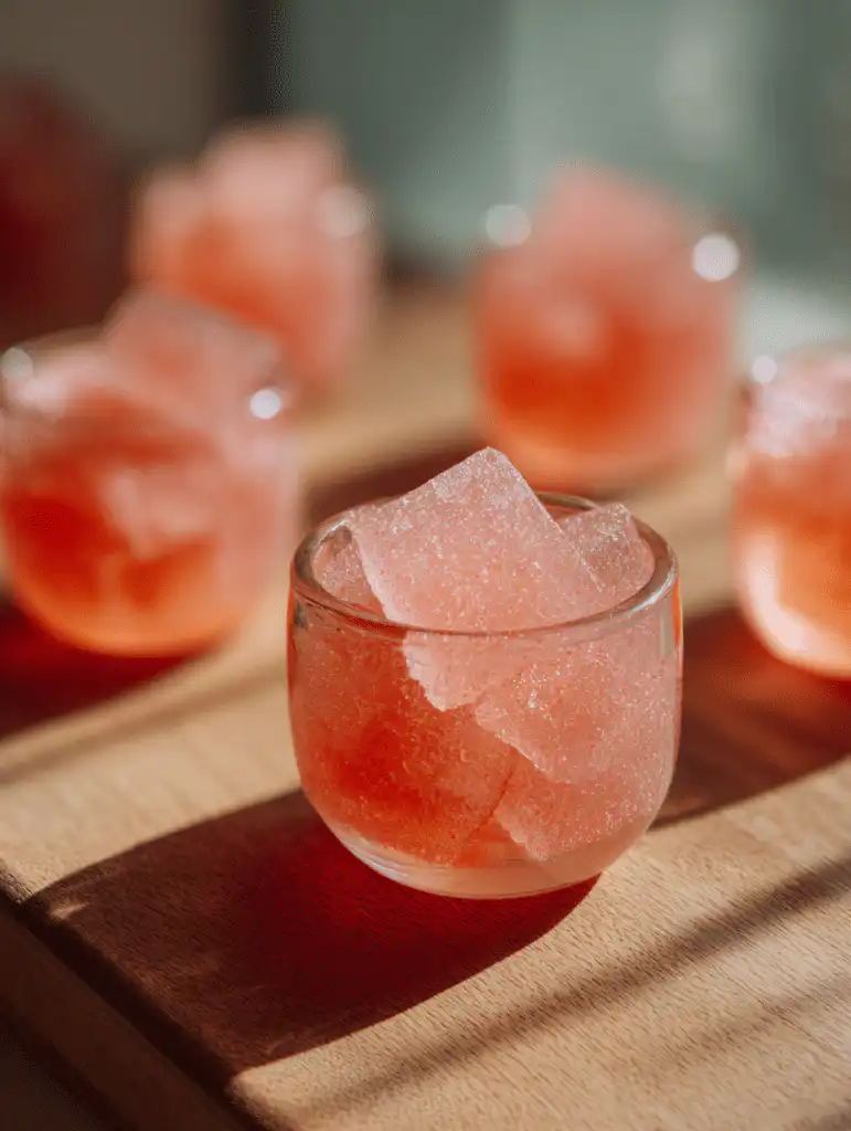 Bariatric gelatin recipe served in small glass cups with light pink gelatin texture
