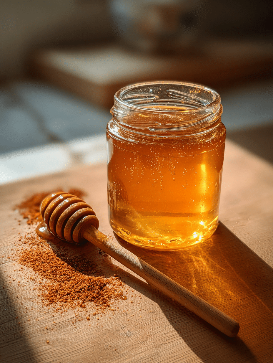 Dr Ben Carson honey recipe with raw honey and cayenne pepper on spoon