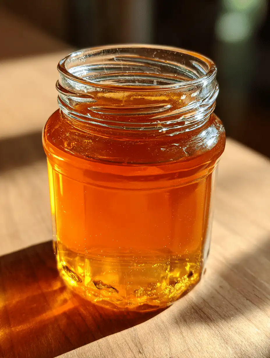 Dr Gupta honey recipe in a glass jar with golden texture and natural lighting