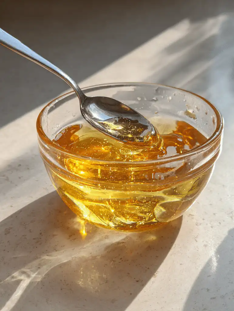 gelatin trick recipe step mixing gelatin powder with warm water in glass bowl