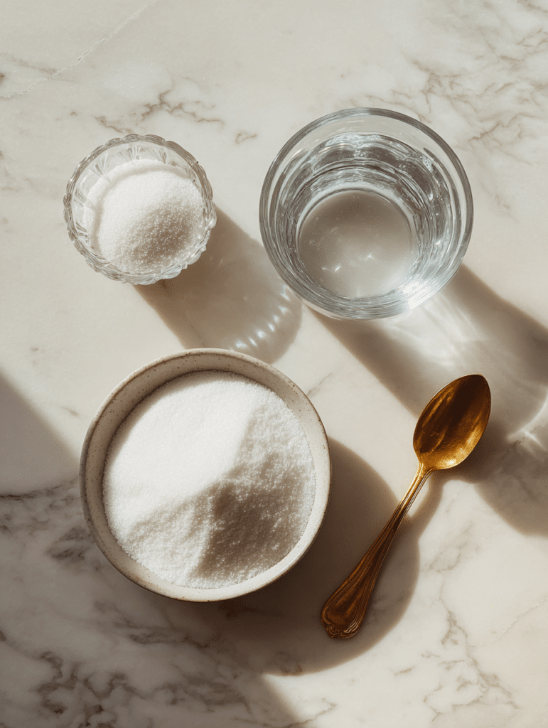 Gelatin weight loss recipe ingredients including gelatin powder, water, and natural sweetener
