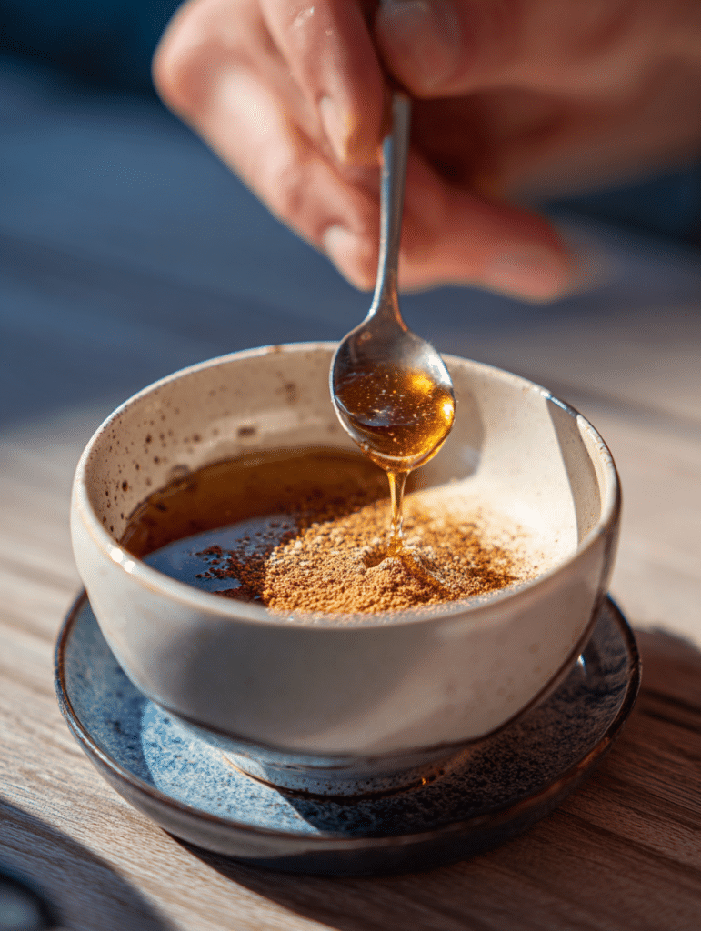 Honey trick for men recipe step mixing raw honey and cinnamon in a bowl
