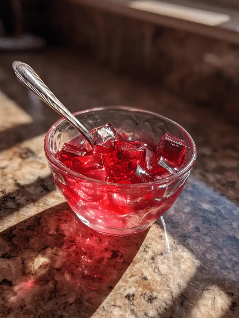 Jello diet recipe for weight loss being mixed in a bowl during preparation step