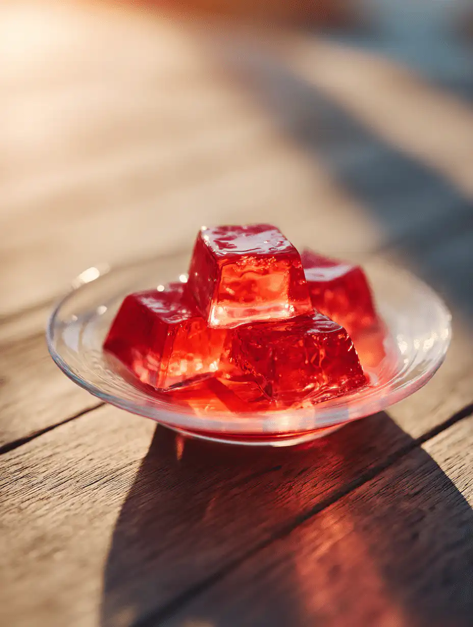 Jello diet recipe for weight loss served in a small bowl with light red gelatin texture