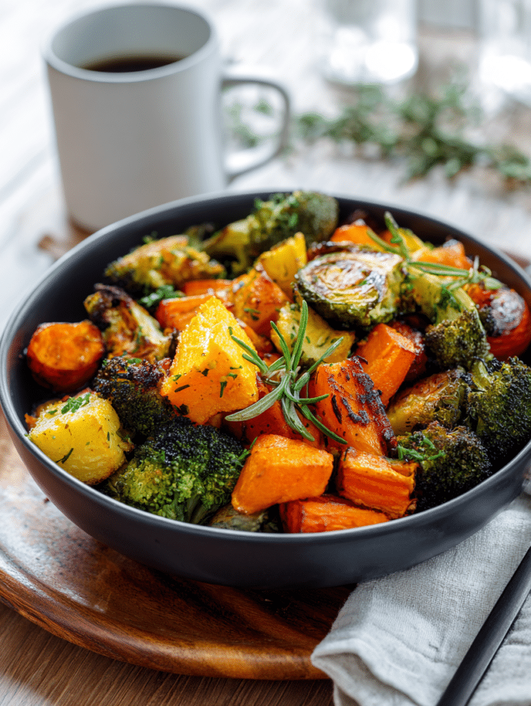 serving air fryer veggies crispy and ready to eat