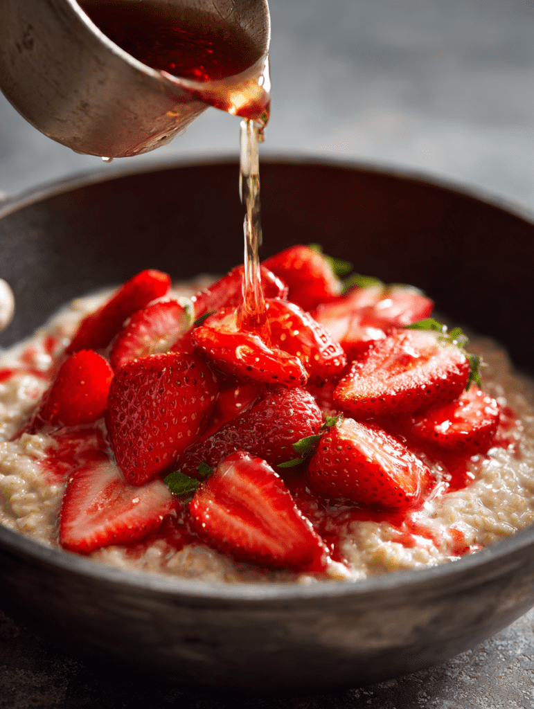 adding strawberries to oatmeal recipe