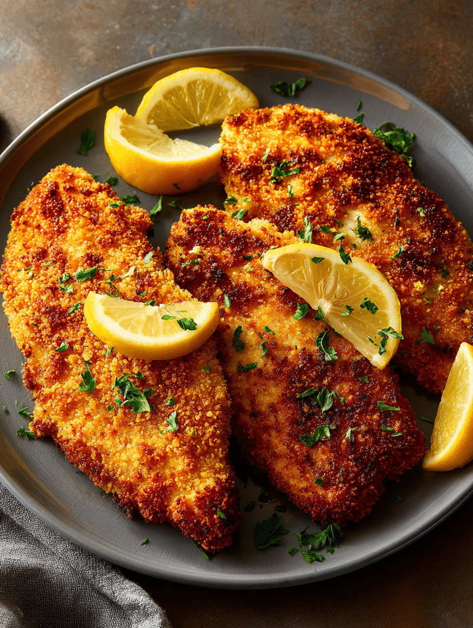 air-fryer-chicken-schnitzel recipe with crispy breadcrumb coating