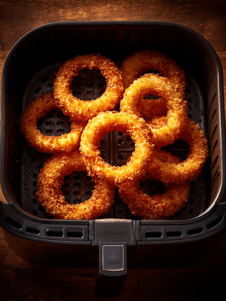 air fryer onion rings cooking process