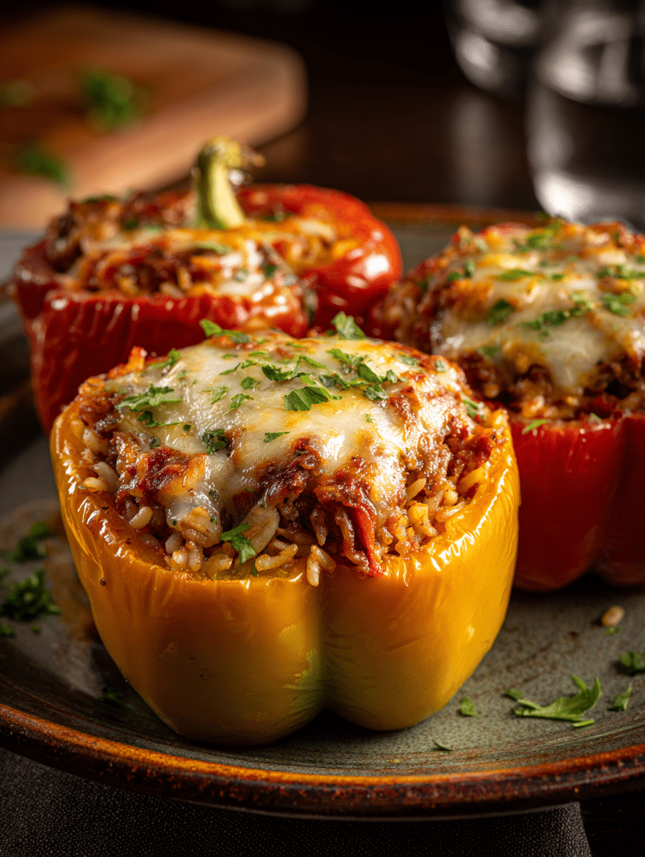air fryer stuffed peppers recipe with rice beef and cheese