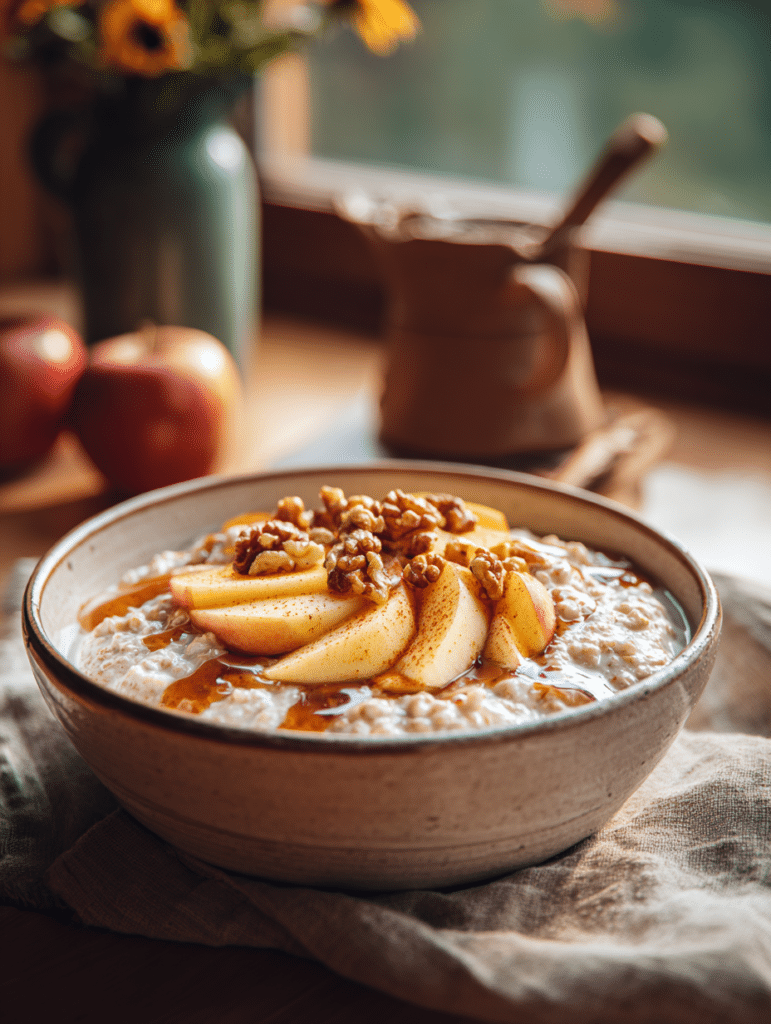 apple oatmeal recipe with creamy cinnamon apples