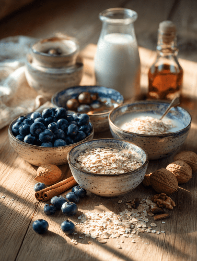 ingredients for blueberry oatmeal recipe