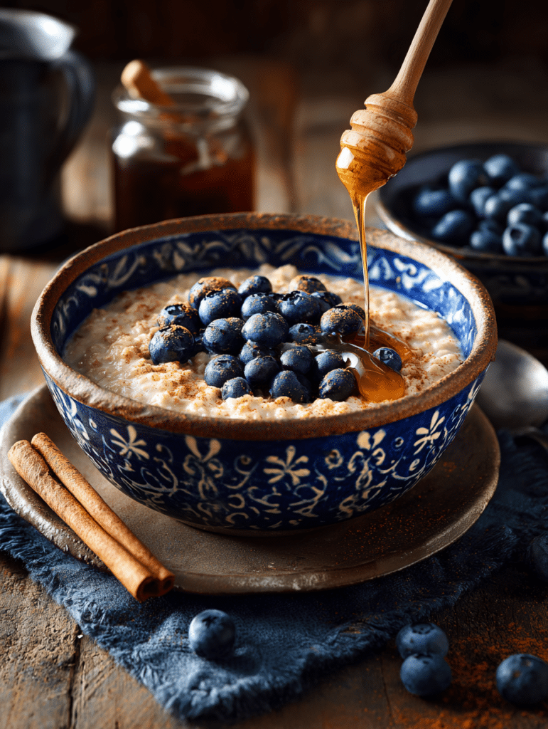 blueberry oatmeal recipe with creamy homemade oatmeal
