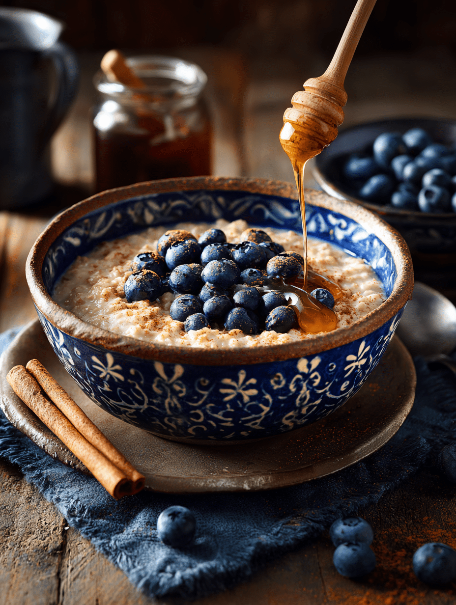 blueberry oatmeal recipe with creamy homemade oatmeal