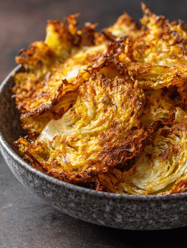 cabbage chips air fryer recipe with crispy roasted texture