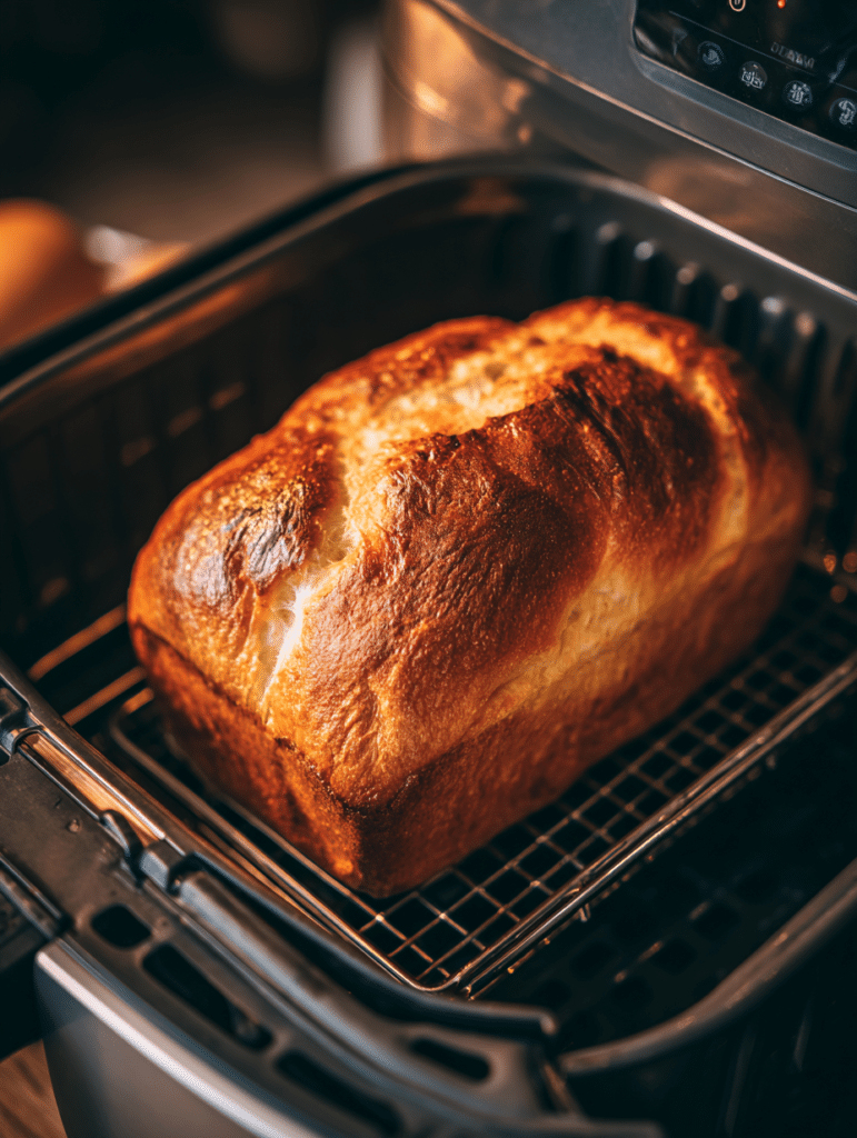 baking Air Fryer Bread inside air fryer basket