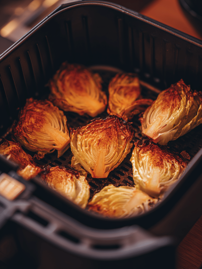 cooking cabbage chips in air fryer basket