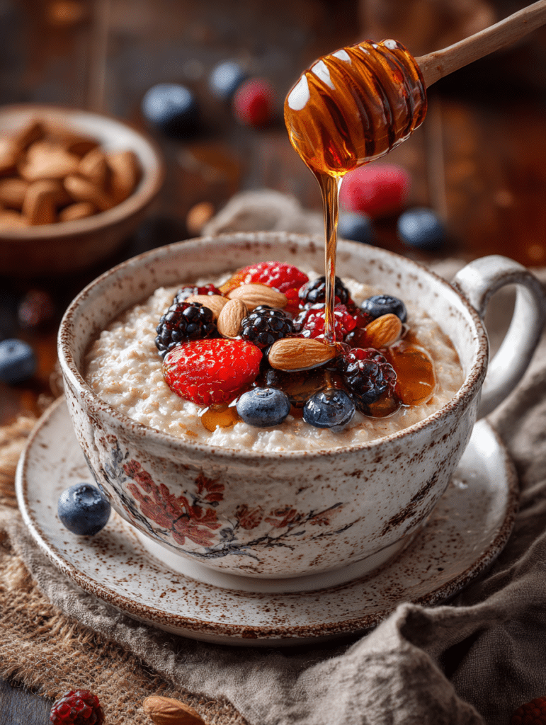 stirring creamy steel cut oats recipe