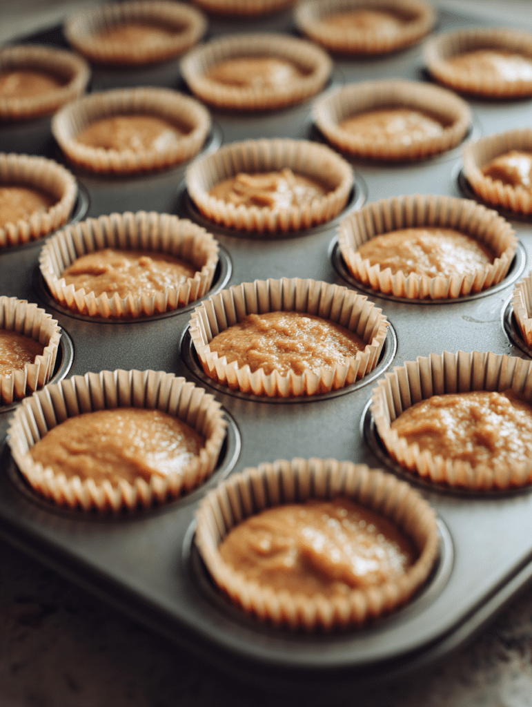 filling cupcake liners for autumn cupcake recipe