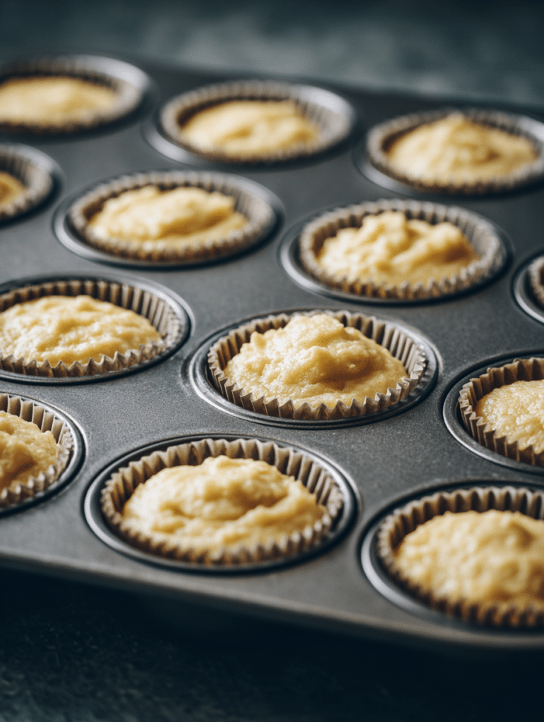 filling cupcake liners for banana cupcake recipe