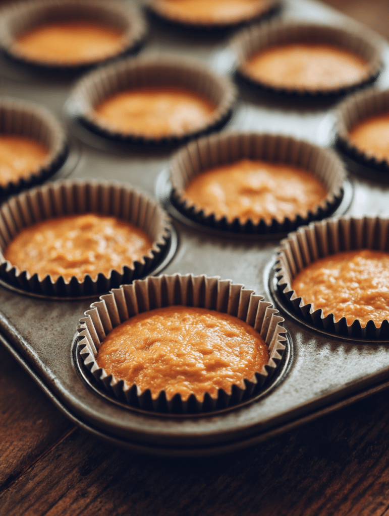 filling cupcake liners for pumpkin cupcake recipe