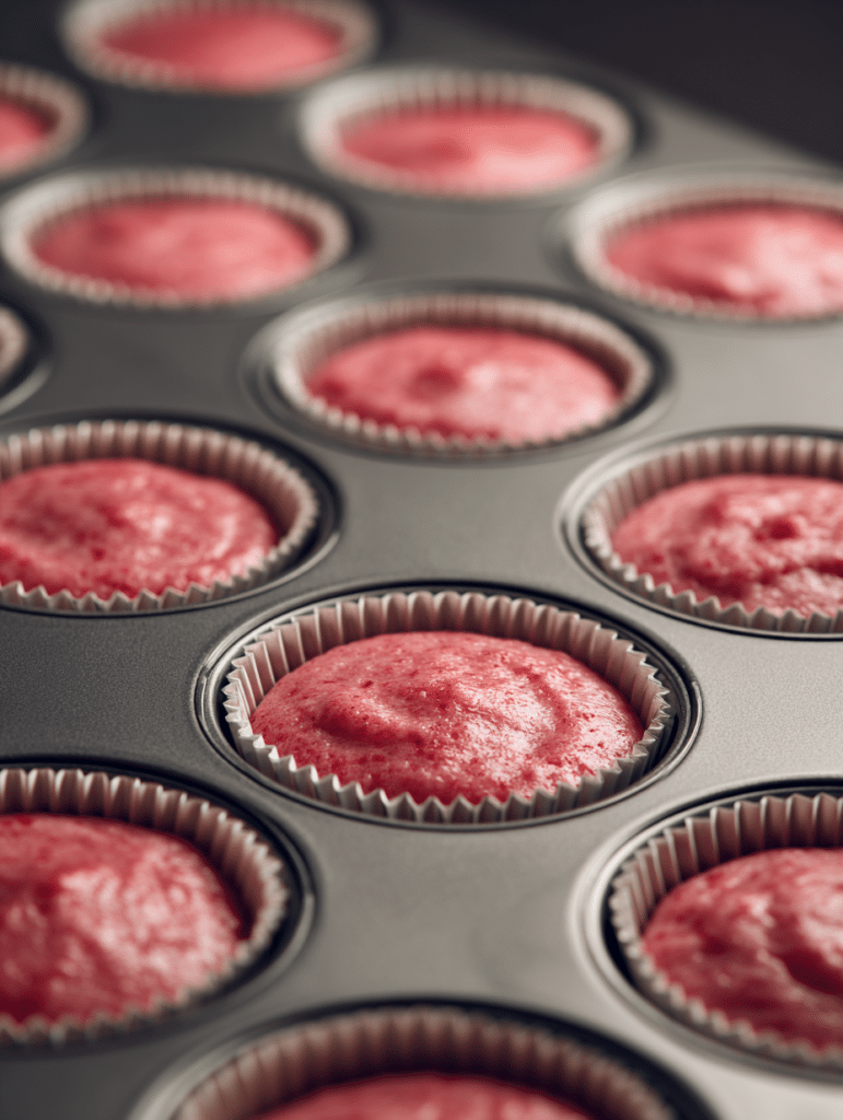 filling cupcake liners for strawberry cupcake recipe