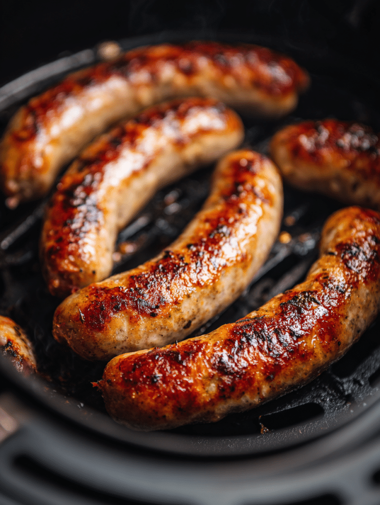 Italian sausage cooking in air fryer