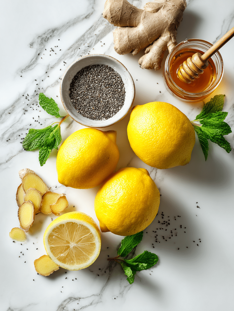 ingredients for lemon water with chia seeds weight loss recipe