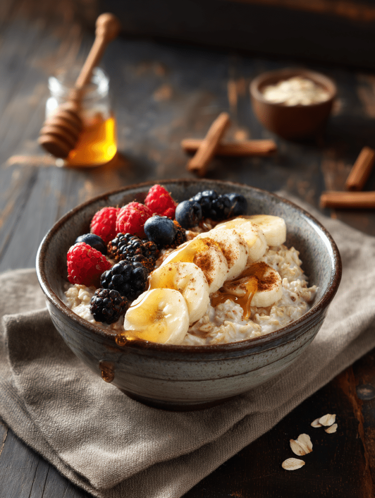 rolled oats recipe with creamy oatmeal bowl