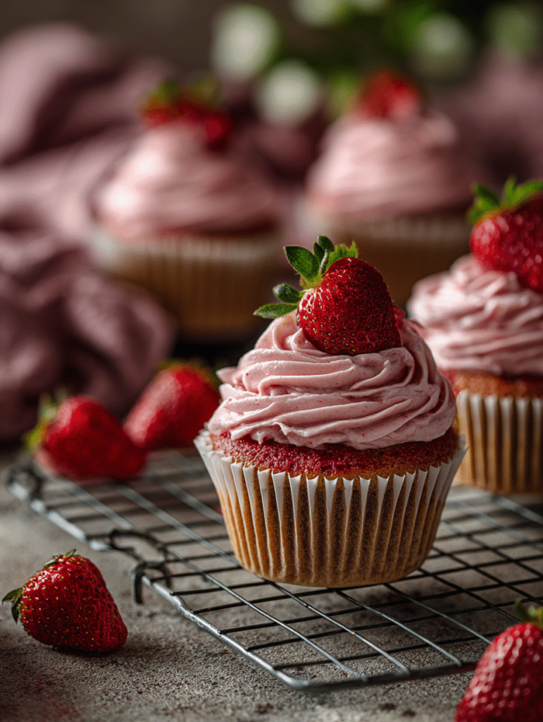 strawberry cupcake recipe with fresh homemade strawberry cupcakes