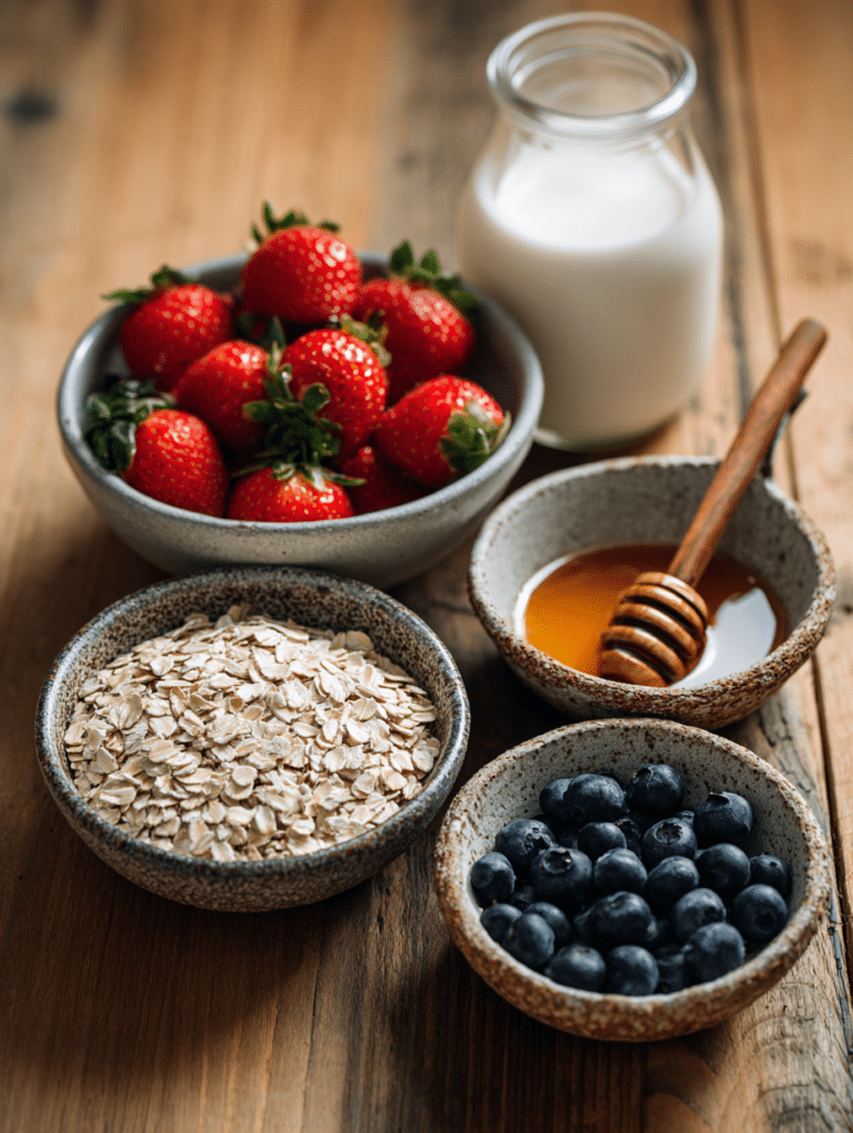 ingredients for strawberry oatmeal recipe