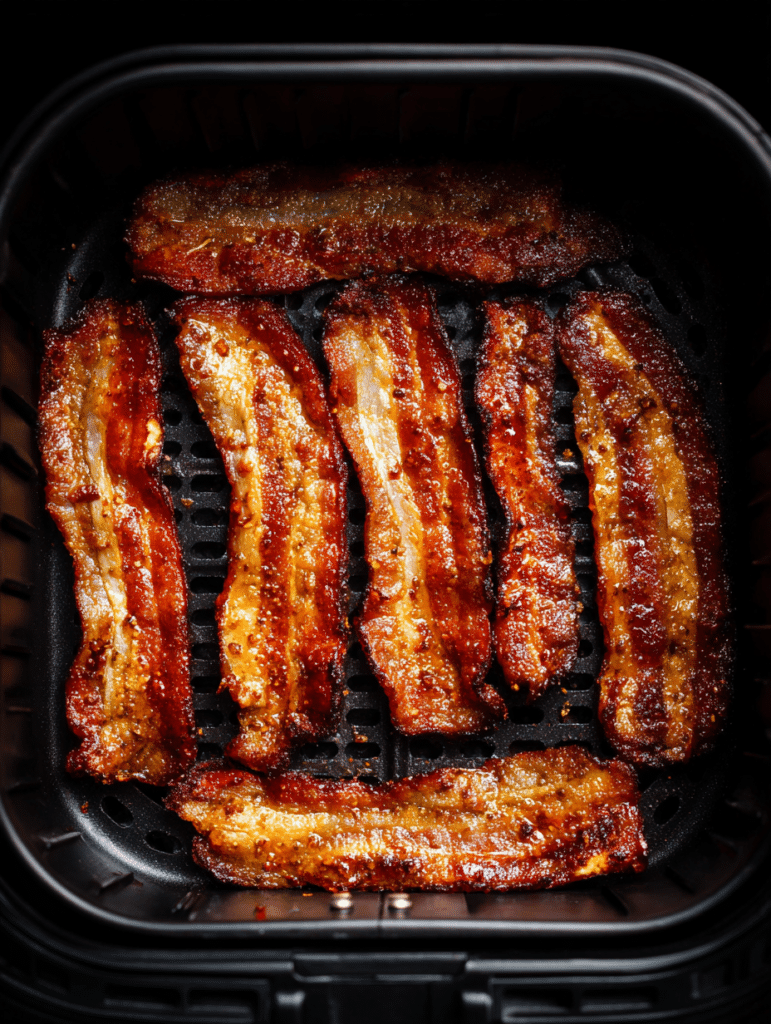 turkey bacon cooking in air fryer