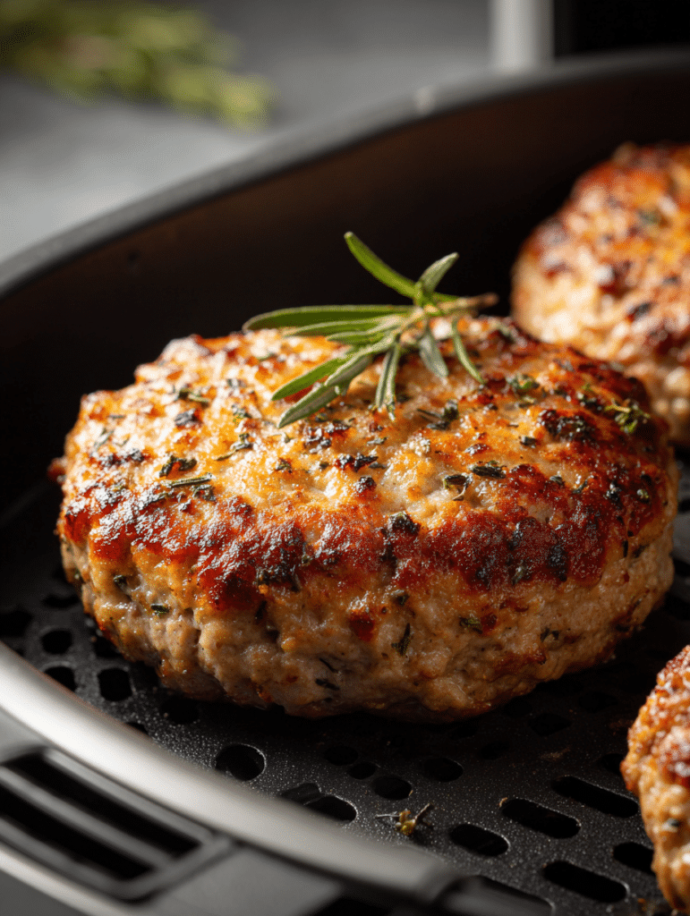 turkey burger cooking in air fryer