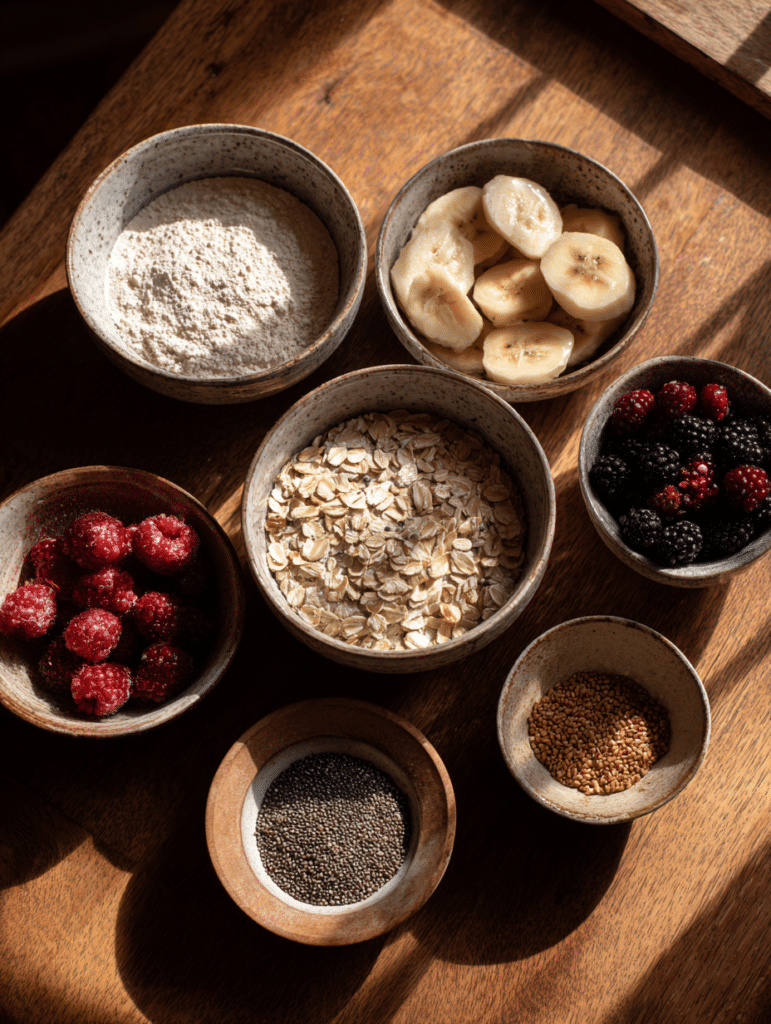ingredients for vegan oatmeal recipe